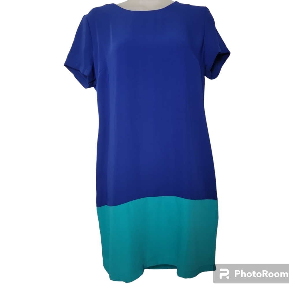 Cynthia Rowley Sz 8 Womens Shift Dress Blue Teal Office Career Work Preppy EUC